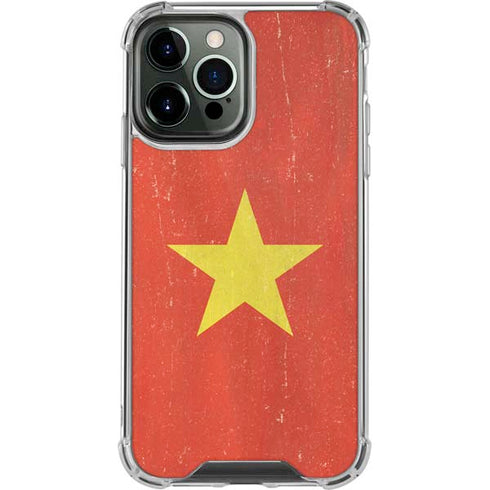 Vietnam Flag Distressed iPhone 15 Pro Max Clear Case